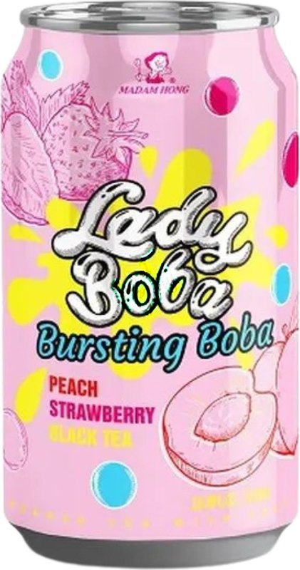 Madam Hong Lady Boba Peach Strawberry Black Tea Bursting Boba 320ml - Case